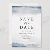 Blauw Waterverf Elegante Save the Dates Kaart (Voorkant)