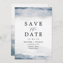 Blauw Waterverf Elegante Save the Dates