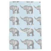 Blauw Waterverf Elephants Patroon Medium Cadeauzakje (Voorkant)