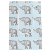 Blauw Waterverf Elephants Patroon Medium Cadeauzakje (Achterkant)
