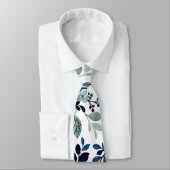 Blauw waterverf florale patroon stropdas (Gebonden)