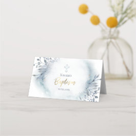 blauw waterverf gebladerte Doop Gevouwen Plaats Ka Plaatskaartje