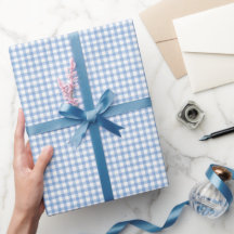 Blauw Waterverf Gingham-pakpapier