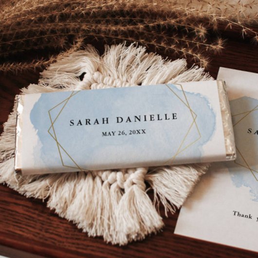 Blauw Waterverf Goud Lijst Snoep Bar Wrapper Flyer