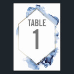 Blauw waterverf Goud Lijst Trouwtafel Nummer Kaart<br><div class="desc">Sophisticated en chique,  deze blauwe waterverf met een gouden zeshoek lijst design tafel kaart kan uw gasten direct. Vervang de generieke kaarten die door uw locatie worden verstrekt. Houd uw bruiloft thema consequent te vinden van de andere stukken uit dit collectie.</div>
