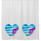Blauw waterverf hart douchegordijn (Voorkant)