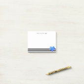 Blauw Waterverf hart op zwart-wit streep Post-it® Notes (Op bureau)
