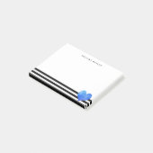 Blauw Waterverf hart op zwart-wit streep Post-it® Notes (Schuin)