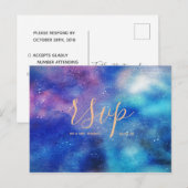 Blauw Waterverf Hemel Bruiloft RSVP Uitnodiging Briefkaart (Voorkant / Achterkant)