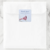 Blauw Waterverf kardinaal Baby shower Dank u Vierkante Sticker (Tas)