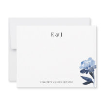 Blauw Waterverf Klassieke Elegante Koppels Initial