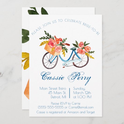 Blauw Waterverf Kringloopflesje Vrijgezellenfeest Kaart (Voorkant / Achterkant)