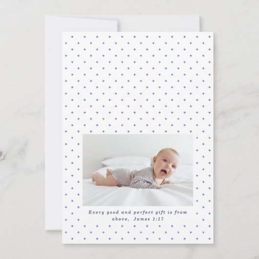 Blauw Waterverf kruis in kalligrafie Baptisme uitn Kaart (Achterkant)