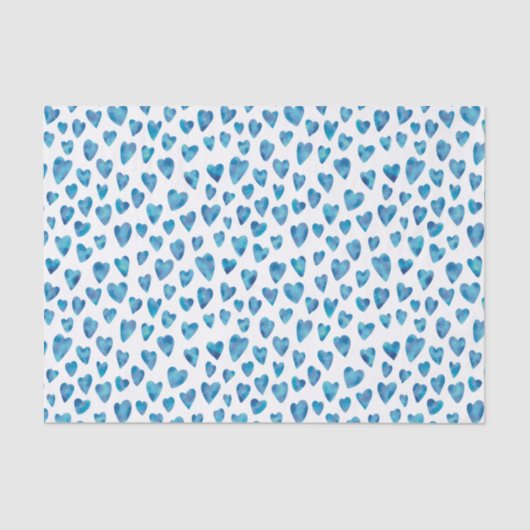Blauw Waterverf Liefde Heart patroon Tissuepapier (Voorkant)