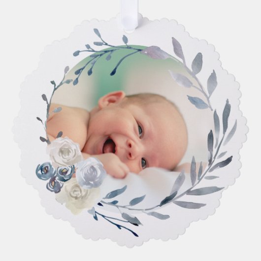 blauw waterverf lijst Doop dank u Ornament Kaart (Voorkant)