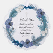 blauw waterverf lijst Doop dank u Ornament Kaart (Achterkant)