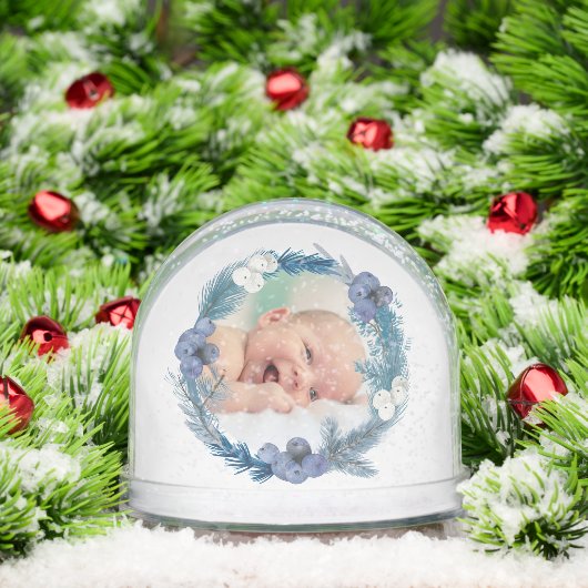 blauw waterverf lijst Doop dank u Sneeuwbol (Kerstmis)