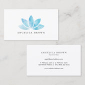 Blauw Waterverf Lotus Flower Visitekaartje (Voorkant / Achterkant)