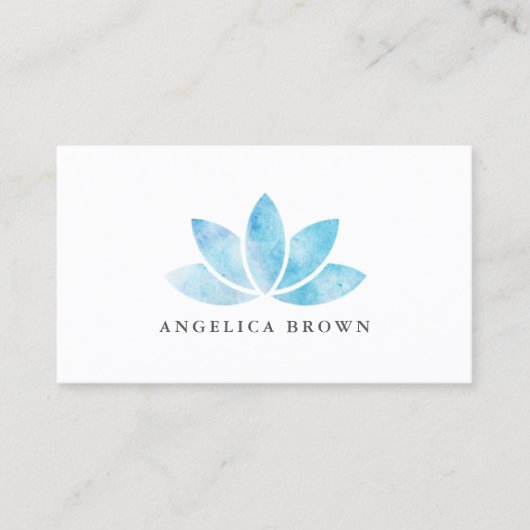 Blauw Waterverf Lotus Flower Visitekaartje (Voorkant)