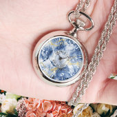 Blauw Waterverf Marmeren Hanger Ketting Horloge