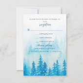 Blauw Waterverf Misty Forest RSVP Kaartje (Voorkant)