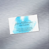 Blauw, waterverf, modern, chic magnetisch visitekaartje (Voorbeeld)