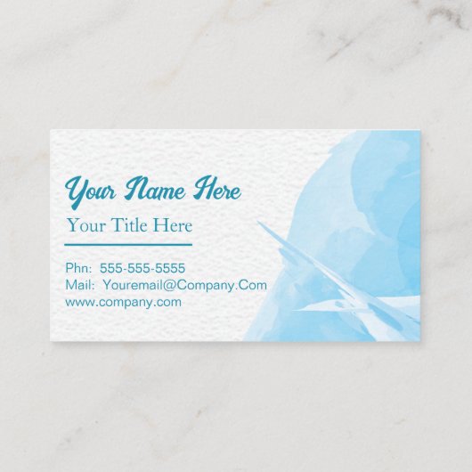 Blauw Waterverf Modern Trendy Textured Visitekaartje (Achterkant)
