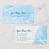 Blauw Waterverf Modern Trendy Textured Visitekaartje (Voorkant / Achterkant)