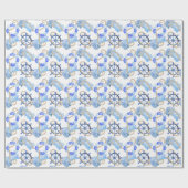 Blauw waterverf nautisch ontwerp met anker, schelp cadeaupapier (Vlak)