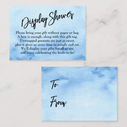Blauw Waterverf Ombre Display Vrijgezellenfeest Informatiekaartje (Voorkant / Achterkant)