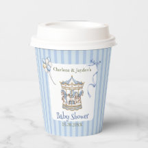 Blauw Waterverf Paard Draaimolen Baby Shower