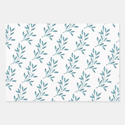 Blauw waterverf papier met vulling Reeks 3 vellen (Voorkant 2)