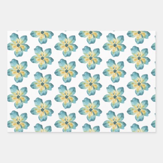 Blauw waterverf papier met vulling Reeks 3 vellen (Voorkant)