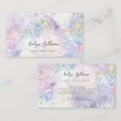 Blauw waterverf pastel glitter visitekaartje (Voorkant / Achterkant)