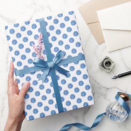 Blauw Waterverf poka Dots Wrapping Paper Cadeaupapier