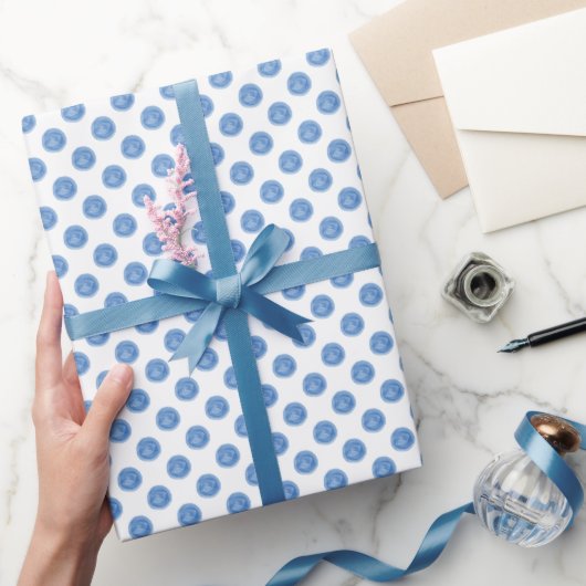 Blauw Waterverf poka Dots Wrapping Paper Cadeaupapier (Geschenken)