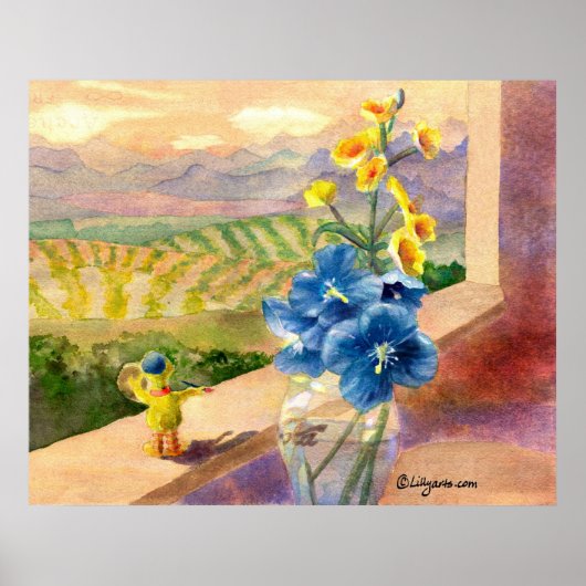 Blauw Waterverf Poster afdrukken (Voorkant)