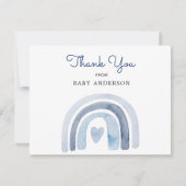 Blauw Waterverf regenboogBaby shower Hartelijk dan (Voorkant)