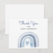 Blauw Waterverf regenboogBaby shower Hartelijk dan (Voorkant / Achterkant)