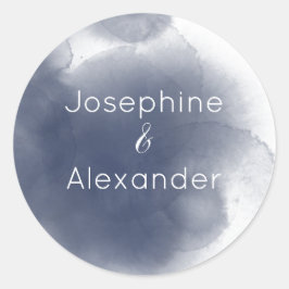 Blauw Waterverf Ronde Sticker