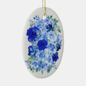 Blauw Waterverf Rose Boeket Keramisch Ornament (Rechts)