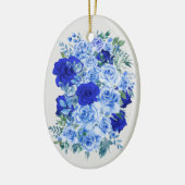 Blauw Waterverf Rose Boeket Keramisch Ornament (Links)