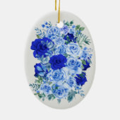 Blauw Waterverf Rose Boeket Keramisch Ornament (Achterkant)