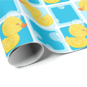 Blauw Waterverf Rubber Ducky Party Wrapping Papier (Rol Hoek)