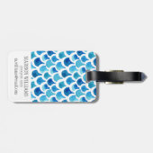 Blauw Waterverf - Schaalpatroon Bagagelabel (Achterkant horizontaal)