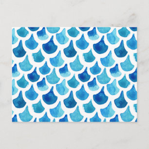 Blauw Waterverf - Schaalpatroon Briefkaart