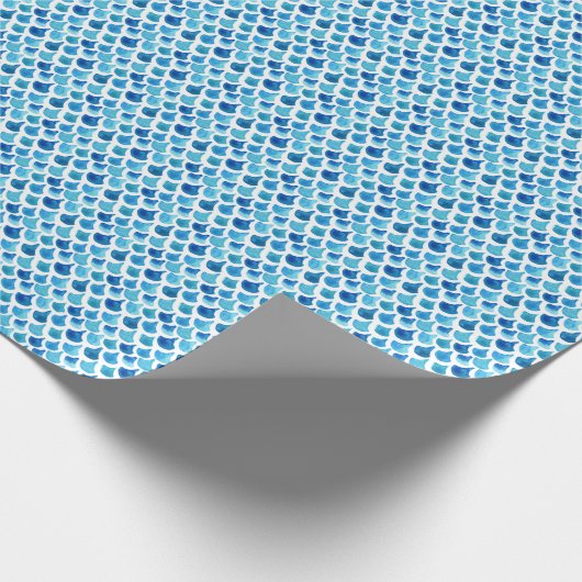 Blauw Waterverf - Schaalpatroon Cadeaupapier (Hoek)