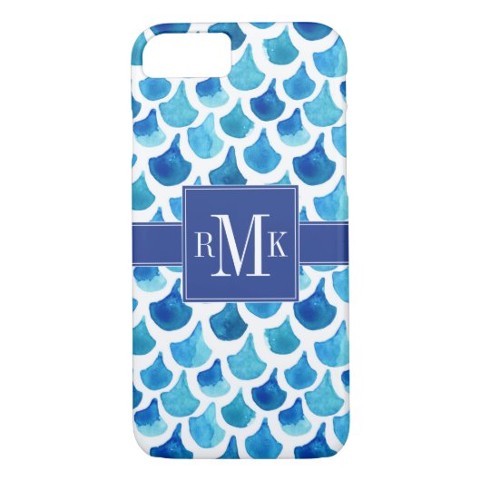 Blauw Waterverf - Schaalpatroon Case-Mate iPhone Case (Achterkant)