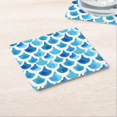 Blauw Waterverf - Schaalpatroon Kartonnen Onderzetters (Schuin)