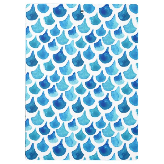 Blauw Waterverf - Schaalpatroon Klembord (Achterkant)